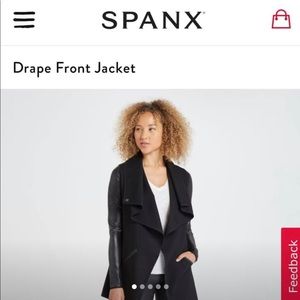 Drape Front Jacket - faux leather, Spanx